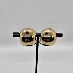 vintage bergere gold tone domed clip on earrings
